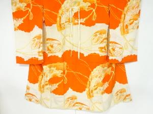 アンティーク　檜扇に草花模様長襦袢（刺繍衿付）